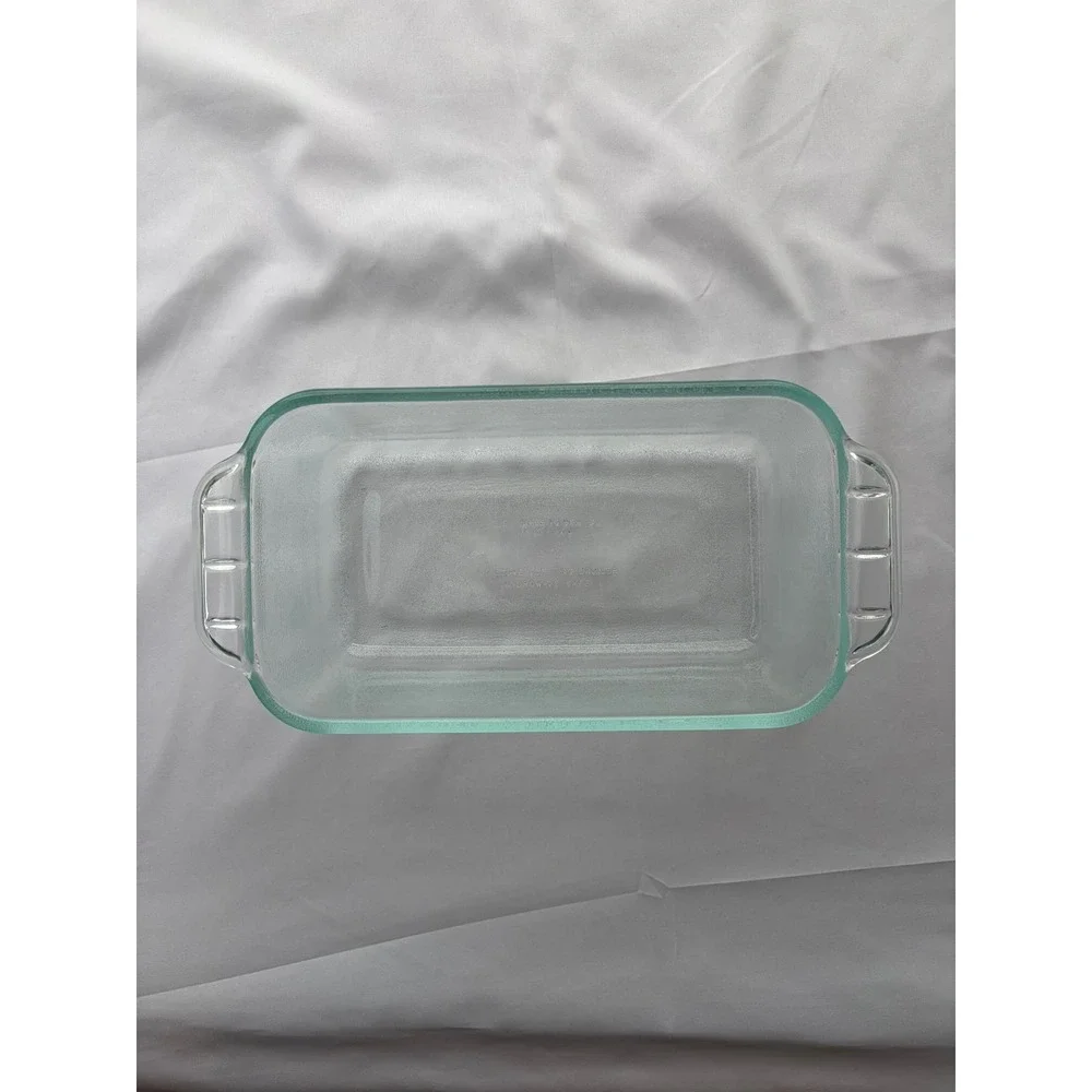 Vintage Pyrex 213 Clear Glass Loaf Baking Dish Easy Grab Handles USA MCM